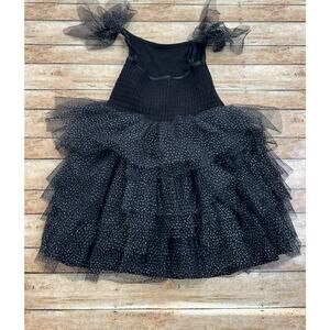 Posh Peanut Black Ribbed Shimmer Tulle Dress 5/6